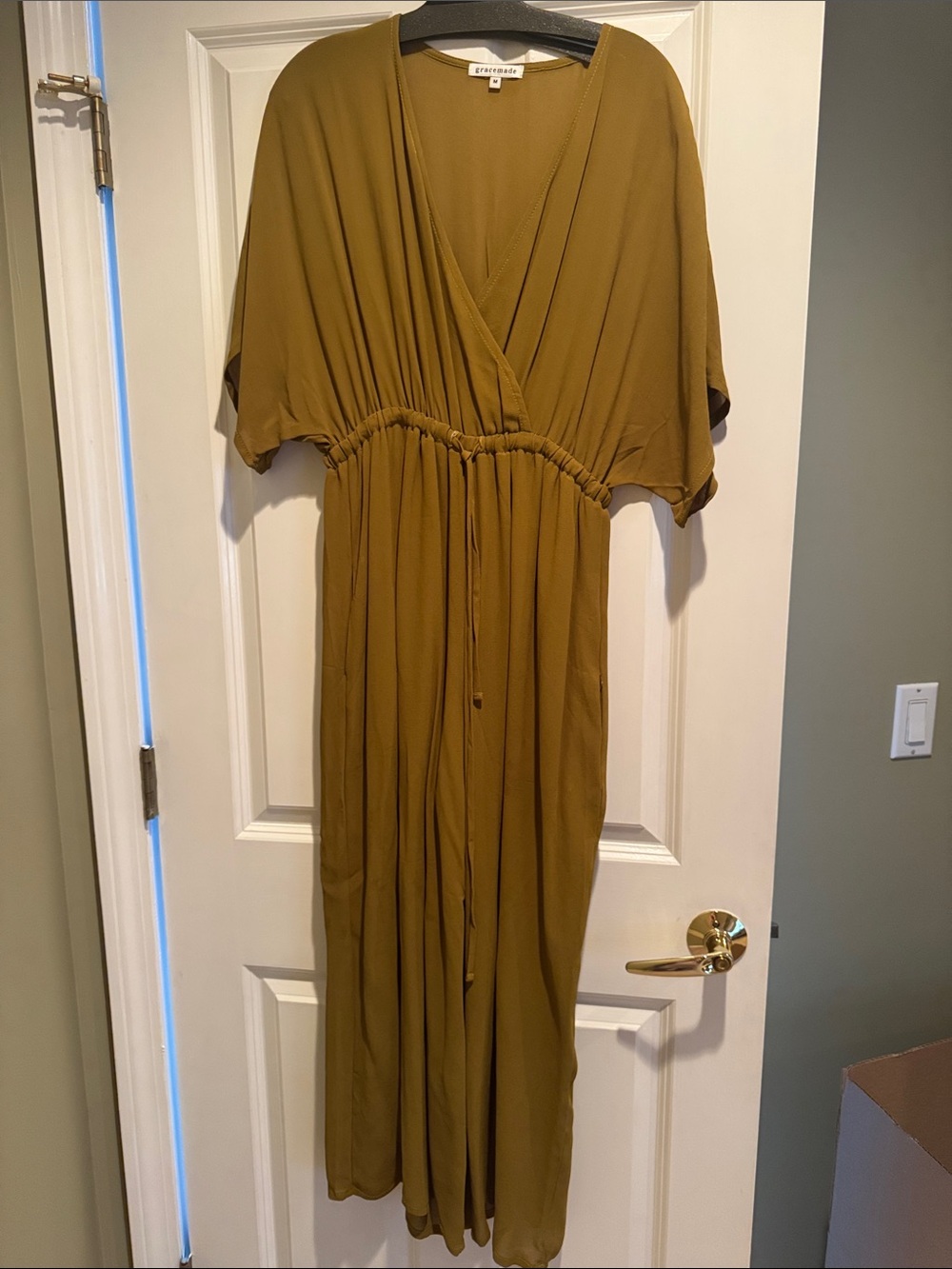Surplice Olive Green Drawstring Waist Jumpsuit